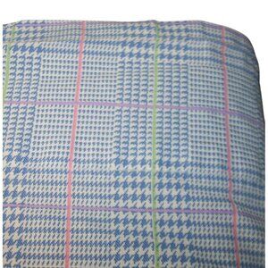 VTG RLL Ralph Lauren Twin Flat Sheet Blue Pink Green Houndstooth Classic Preppy
